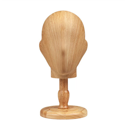 Wood Grain Mannequin Head Display Stand - Tabletop Hat Wig Holder for Retail Stores & Closet Organization