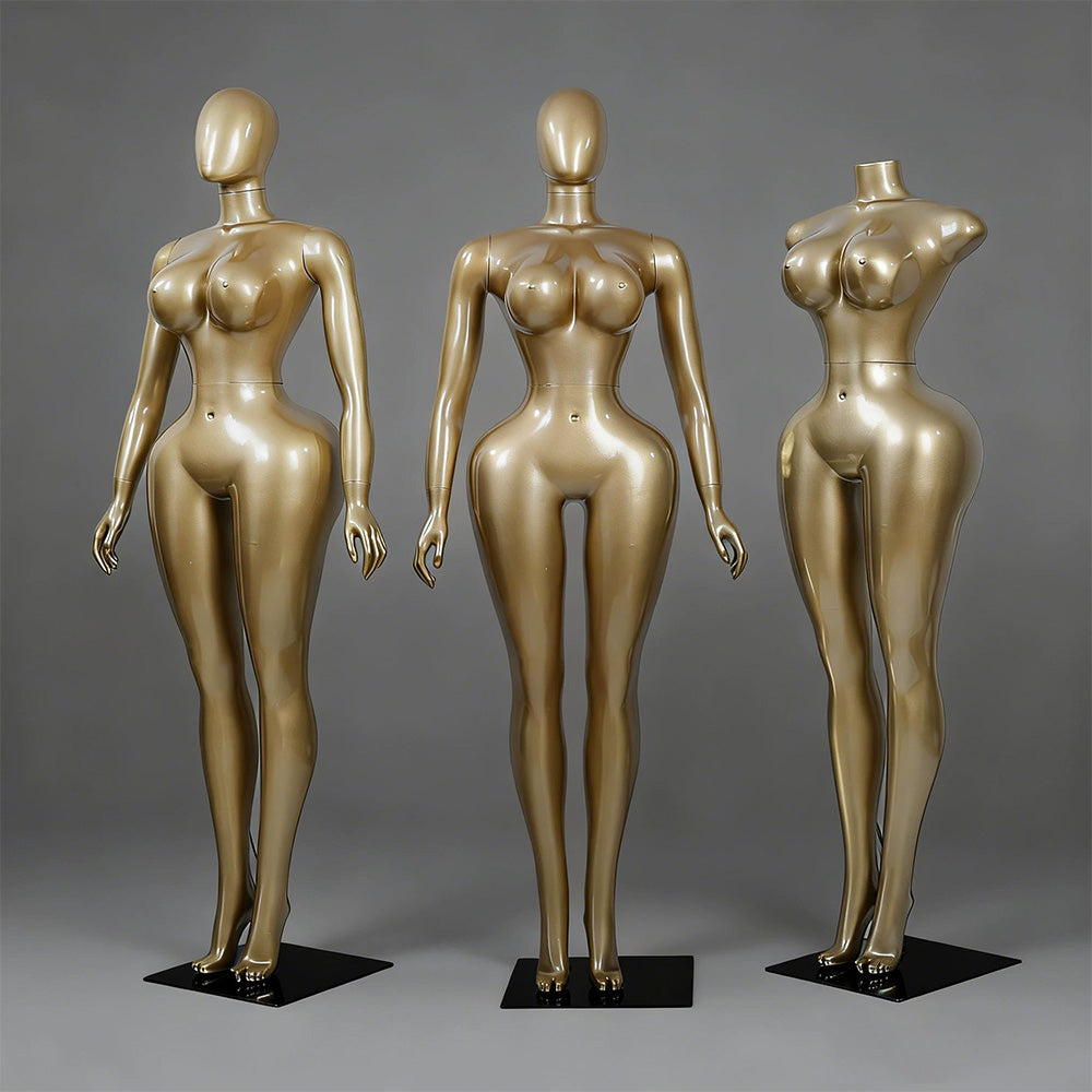 Premium Chrome Plated Female Mannequin - Full Body Display Stand for Boutique