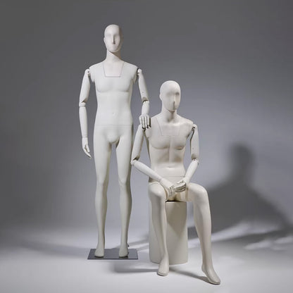 Premium Male Mannequin Full Body with Face - Standing & Seated Pose Retail Display for Boutique