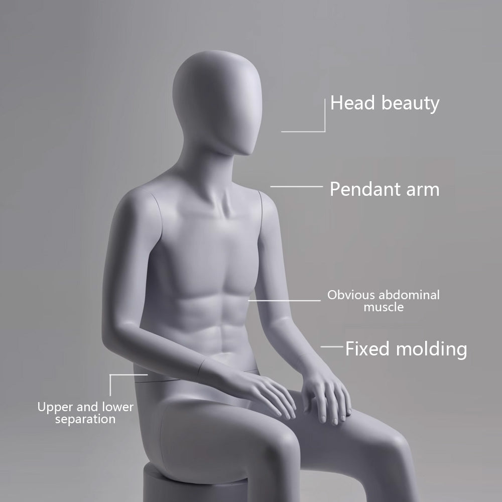 Jelimate Realistic Male Full Body Mannequin Dress Form,Grey Male Full Body Model Fiberglass Sport Mannequin,Garment Shop Window Display Male Suit Mannequin,Men Clothing Store Clothing Display Mannequin