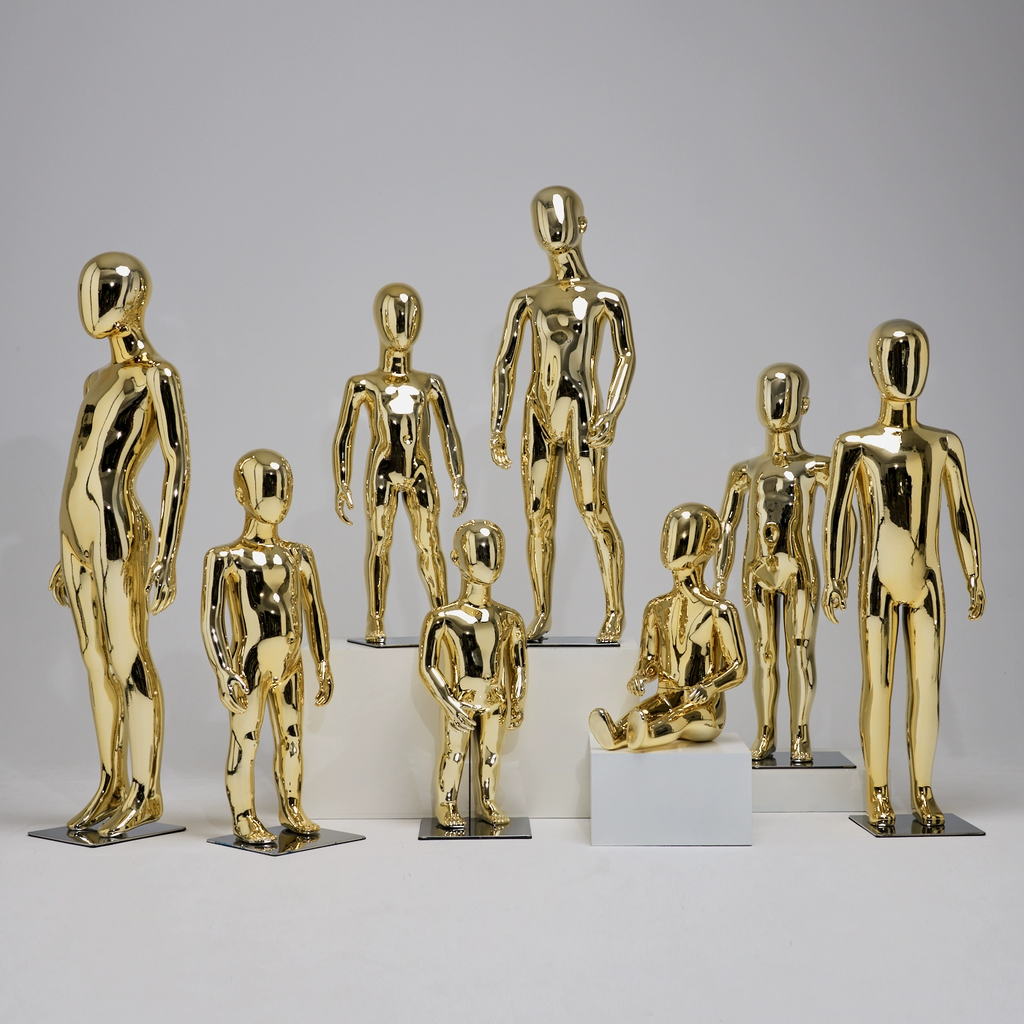 Luxury Gold Kids Mannequin Display | Mirror Finish Child Full Body Window Display Mannequin | JELIMATE