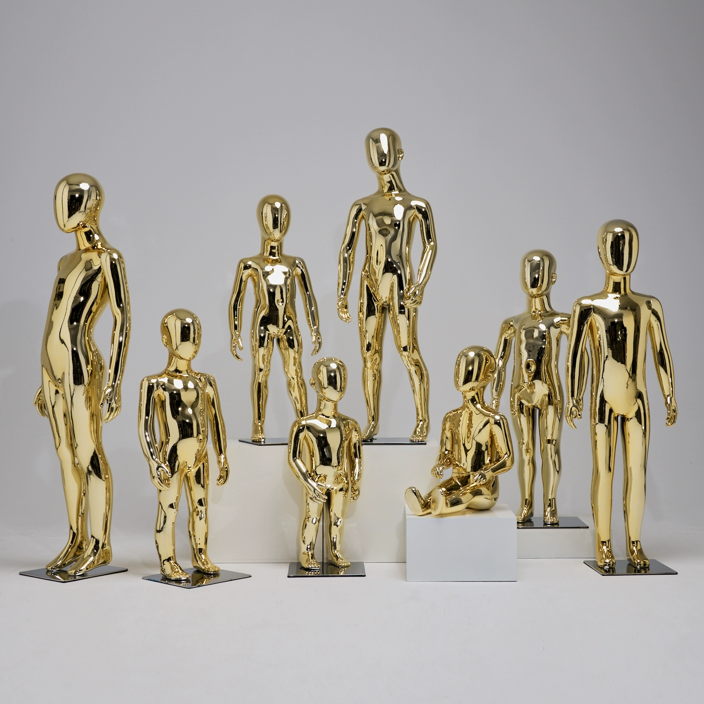 Luxury Gold Kids Mannequin Display | Mirror Finish Child Full Body Window Display Mannequin | JELIMATE