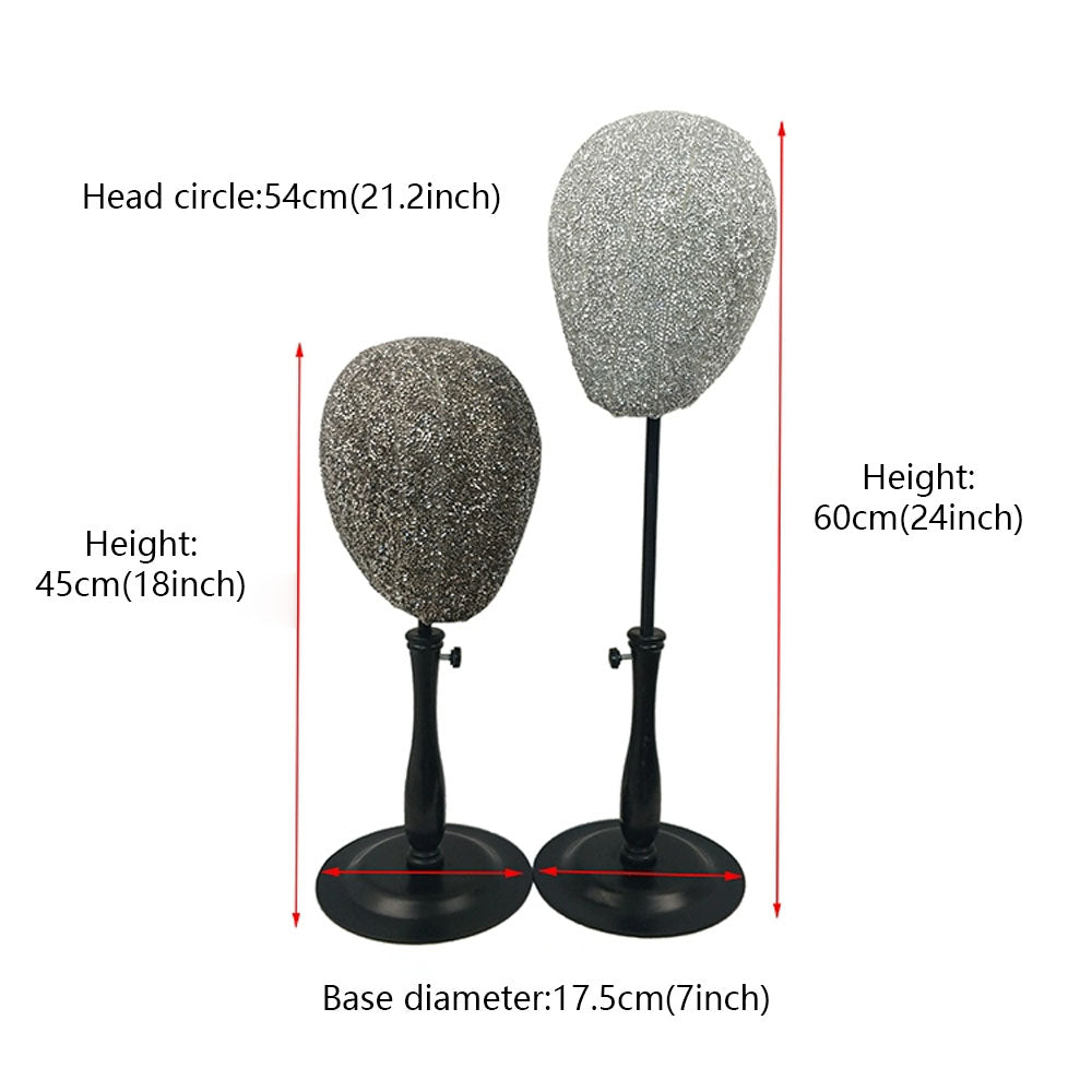 JELIMATE Glitter Diamond Wig Stand, Pinnable Sparkle Mannequin Head for Window Display