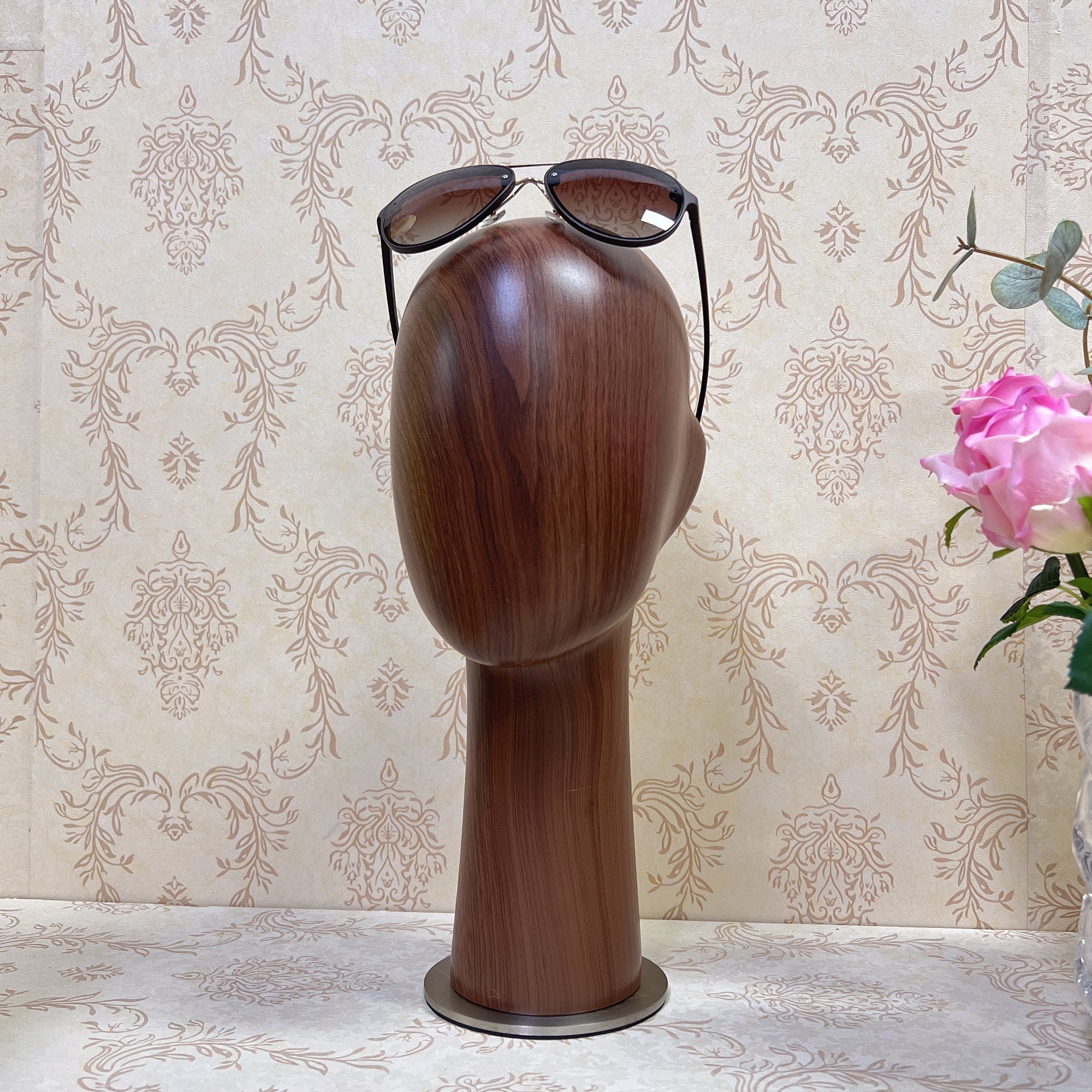 Jelimate Water Transfer Wooden Head Effect Fiberglass Mannequin Head Display,Hat Mannequin Head Dress Form,Sunglasses Headband Display Head Model Props