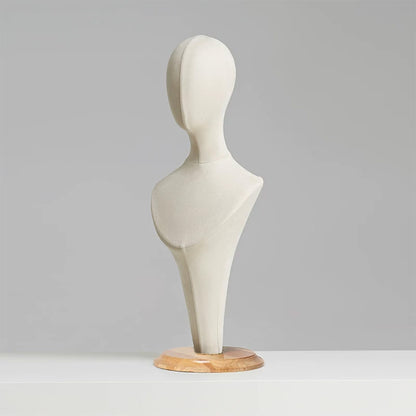 JELIMATE Fabric Mannequin Head Stand with Wood Base for Hat Wig Jewelry Display