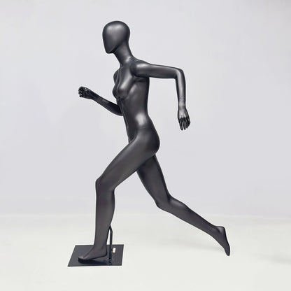 Running Mannequin Full Body Black Fiberglass Athletic Display Stand Male Female Gym Store