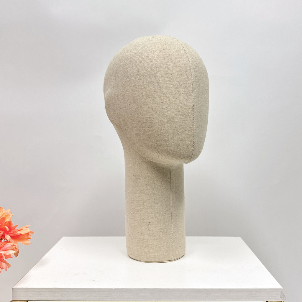 Jelimate Head Mannequin,Grey Linen Fabric Mannequin Head Dress Form,Hat Display Head Model Wig Display Stand,Headband Sunglasses Headphone Display Head Form