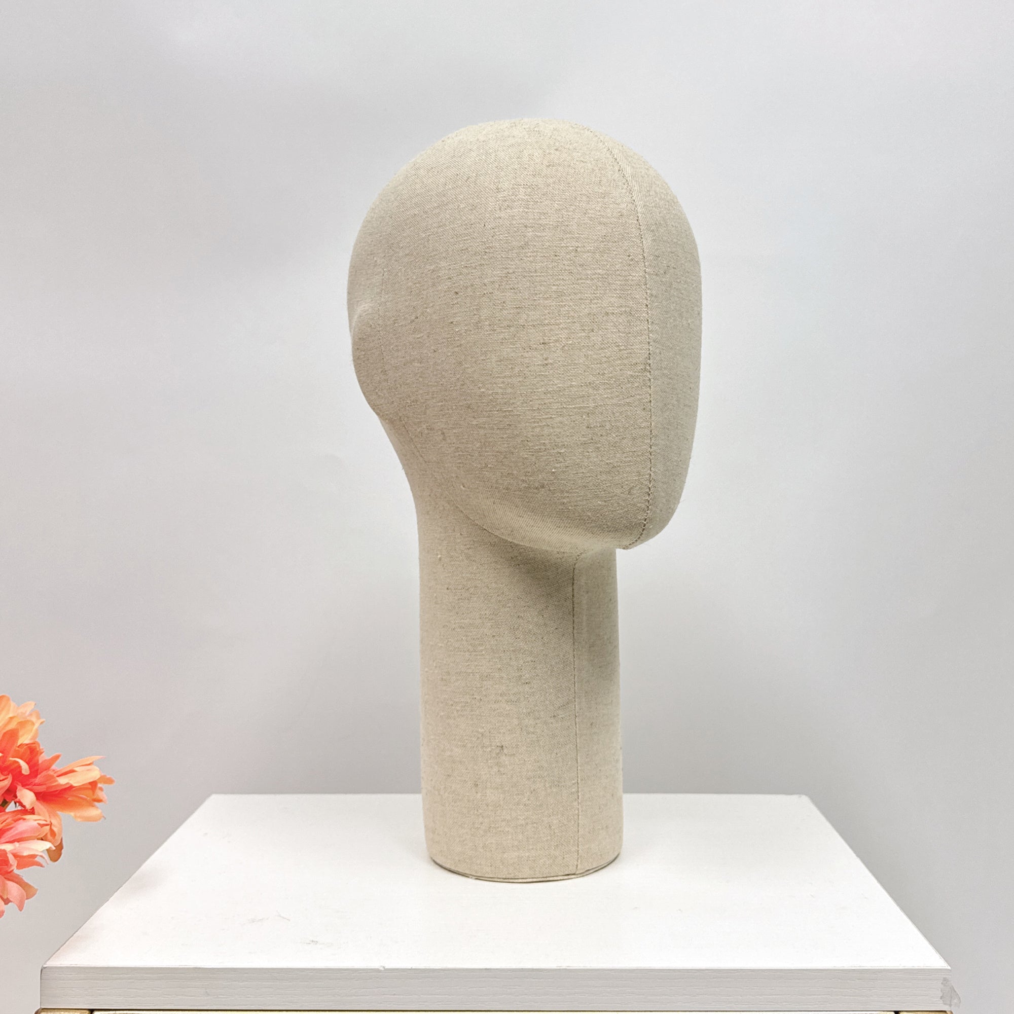 Jelimate Head Mannequin,Grey Linen Fabric Mannequin Head Dress Form,Hat Display Head Model Wig Display Stand,Headband Sunglasses Headphone Display Head Form