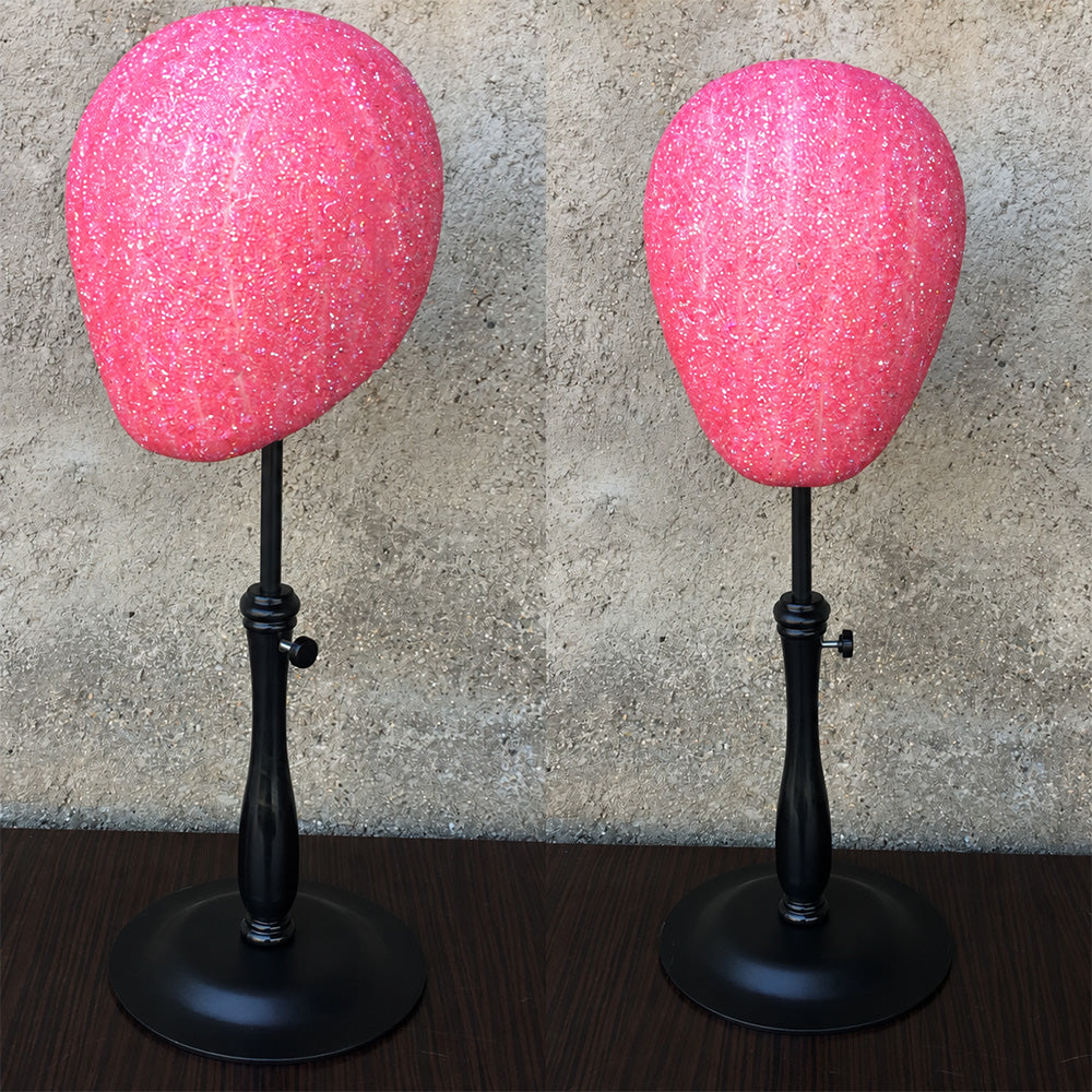 JELIMATE Glitter Diamond Wig Stand, Pinnable Sparkle Mannequin Head for Window Display