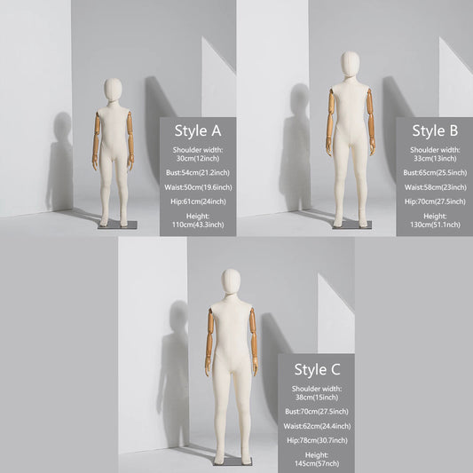 Jelimate Child Full Body Mannequin Dress Form,Window Display Children Full Body Model,Linen Fabric Mannequin Torso with Wooden Hands,Clothing Store Clothes Display Mannequin Kid Display Model