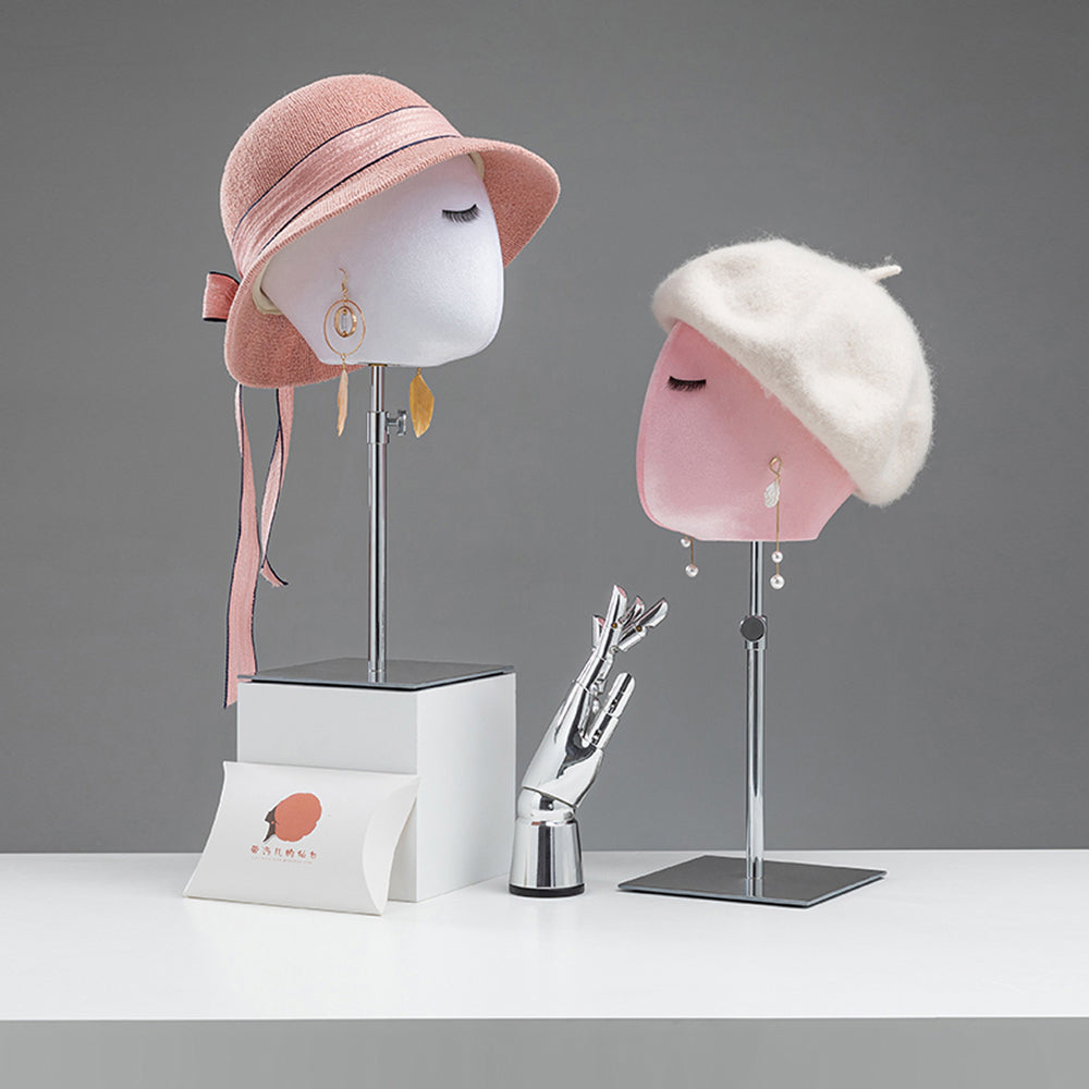 JELIMATE Luxury Velvet Mannequin Head Dress Form,Female Head Mannequin Hat Display Stand,Headband Headphone Jewelry Scarf Wig Display Head Model Props