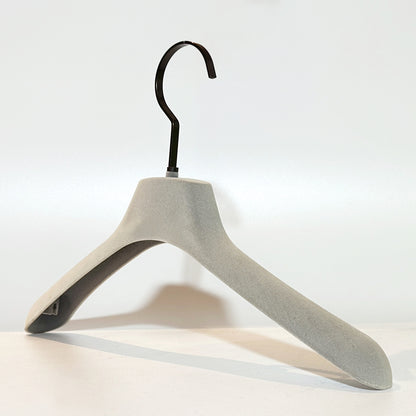 Luxury Velvet Non-Slip Hanger - Professional Boutique Grade | Grey Plastic with Silver Logo