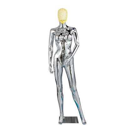 Premium Electroplated Female Mannequin - Hollow Metal Wire Head Display