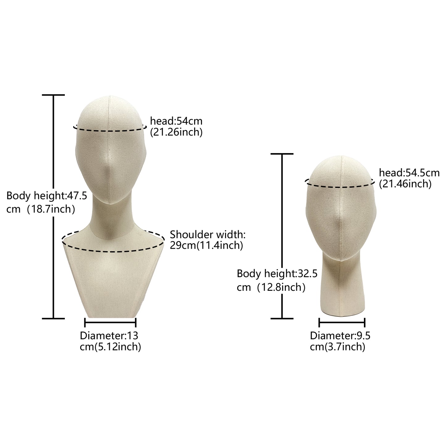 JELIMATE Linen Mannequin Head for Wigs Hats Jewelry Display | Wig Head Stand