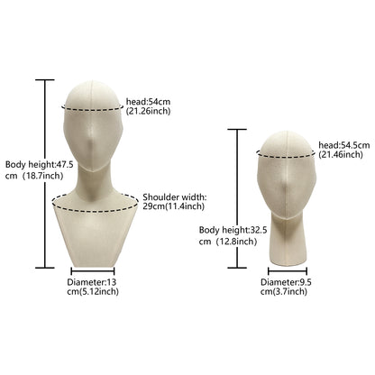 JELIMATE Linen Mannequin Head for Wigs Hats Jewelry Display | Wig Head Stand