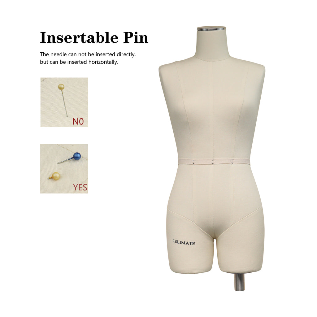 Half Scale Dress Form for Sewing - Professional Sewing Mannequin with Soft Arms (Size 12)