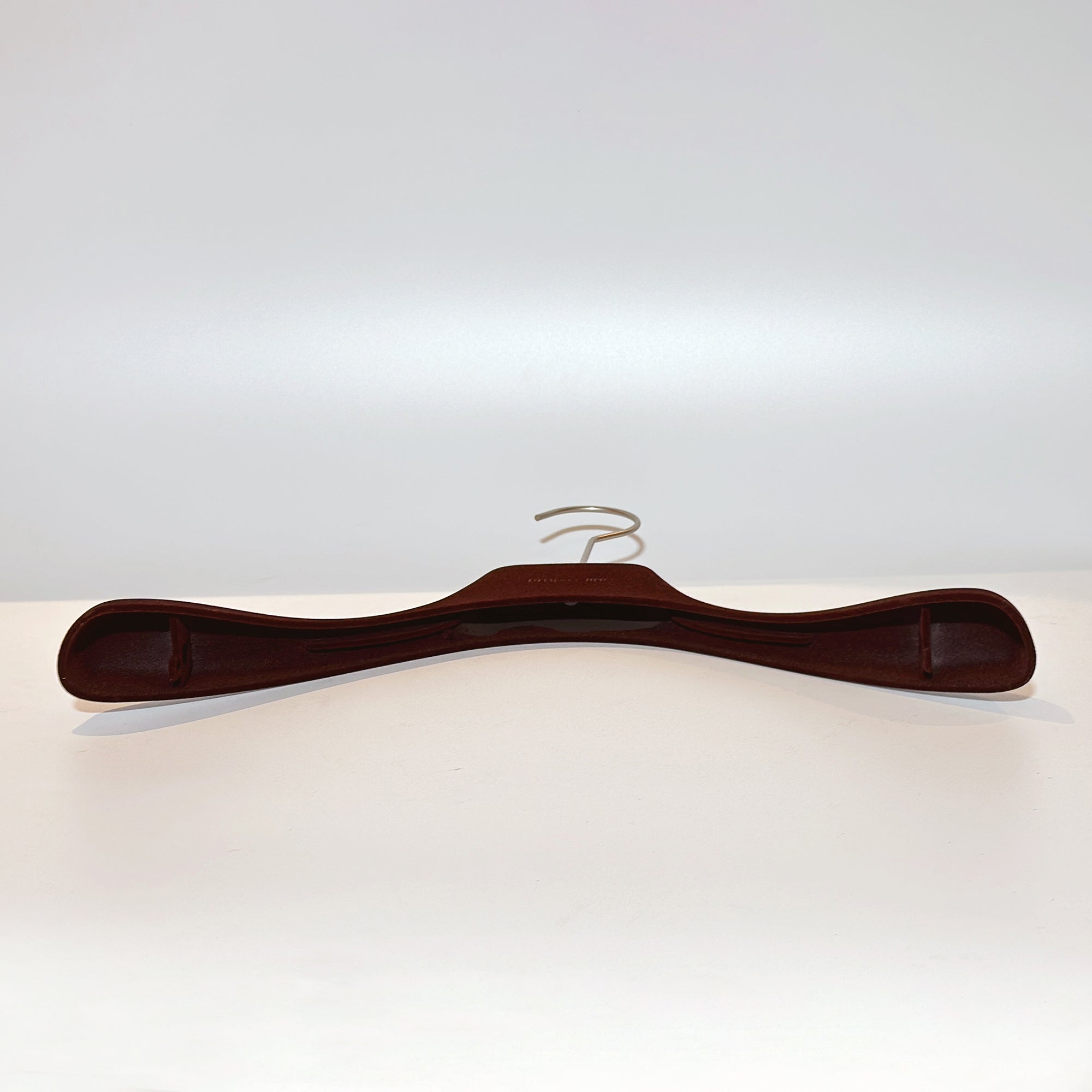 Custom Logo Velvet Clothes Hanger - Dark Brown Non-Slip Design with Long Round Hook | JELIMATE