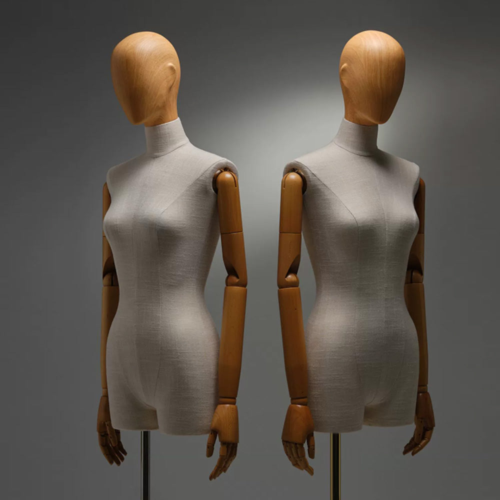JELIMATE Female Mannequin: Elegant Wooden Head & Arms Display Model
