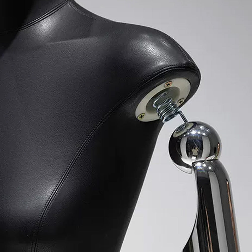 JELIMATE PU Leather Female Torso Mannequin with Poseable Arms for Boutique Window Display