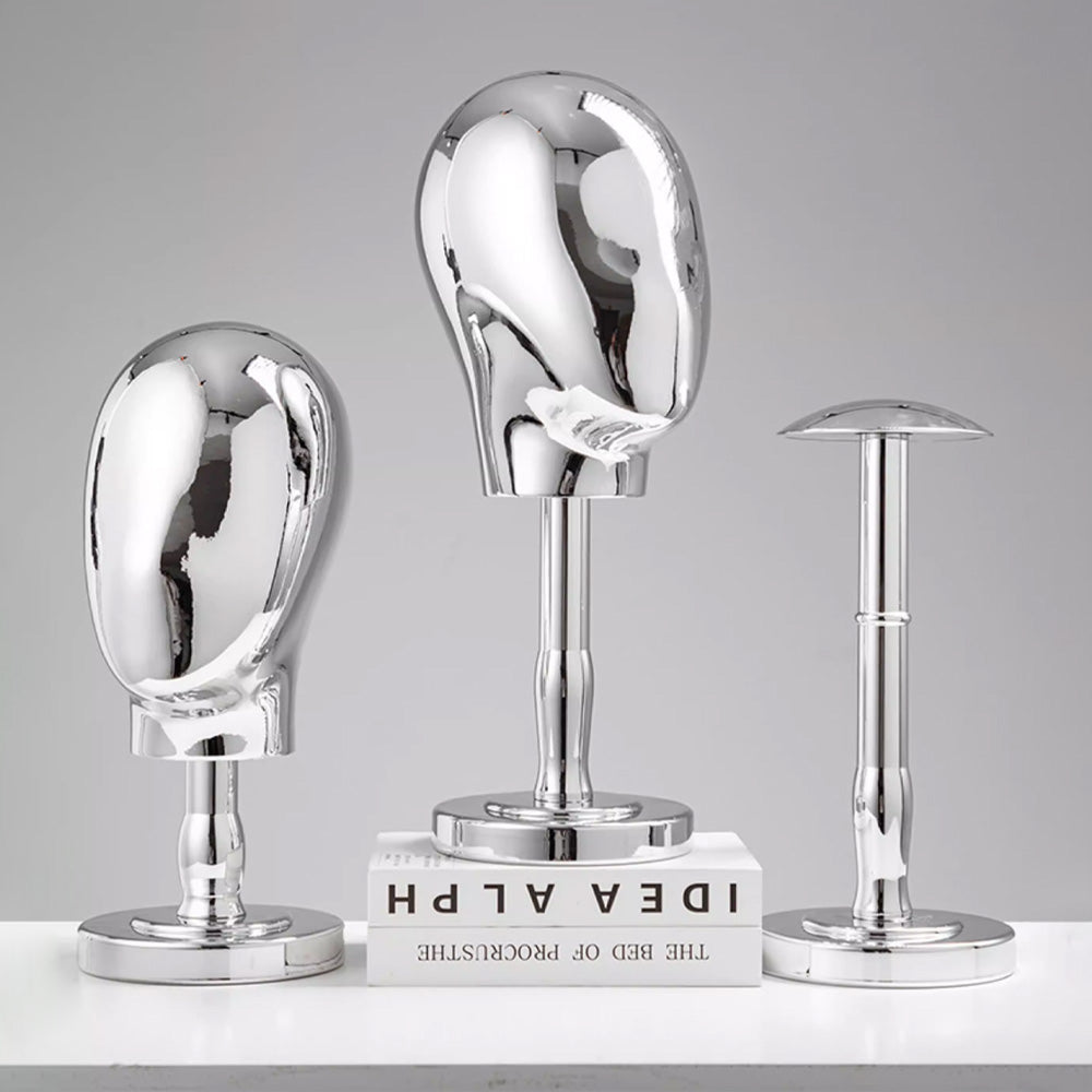 Premium Electroplated Hat Display Stand | Modular Mannequin Head Rack for Retail & Home