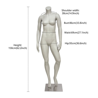 Jelimate Female Athletic Headless Mannequin - Fiberglass Display for Activewear