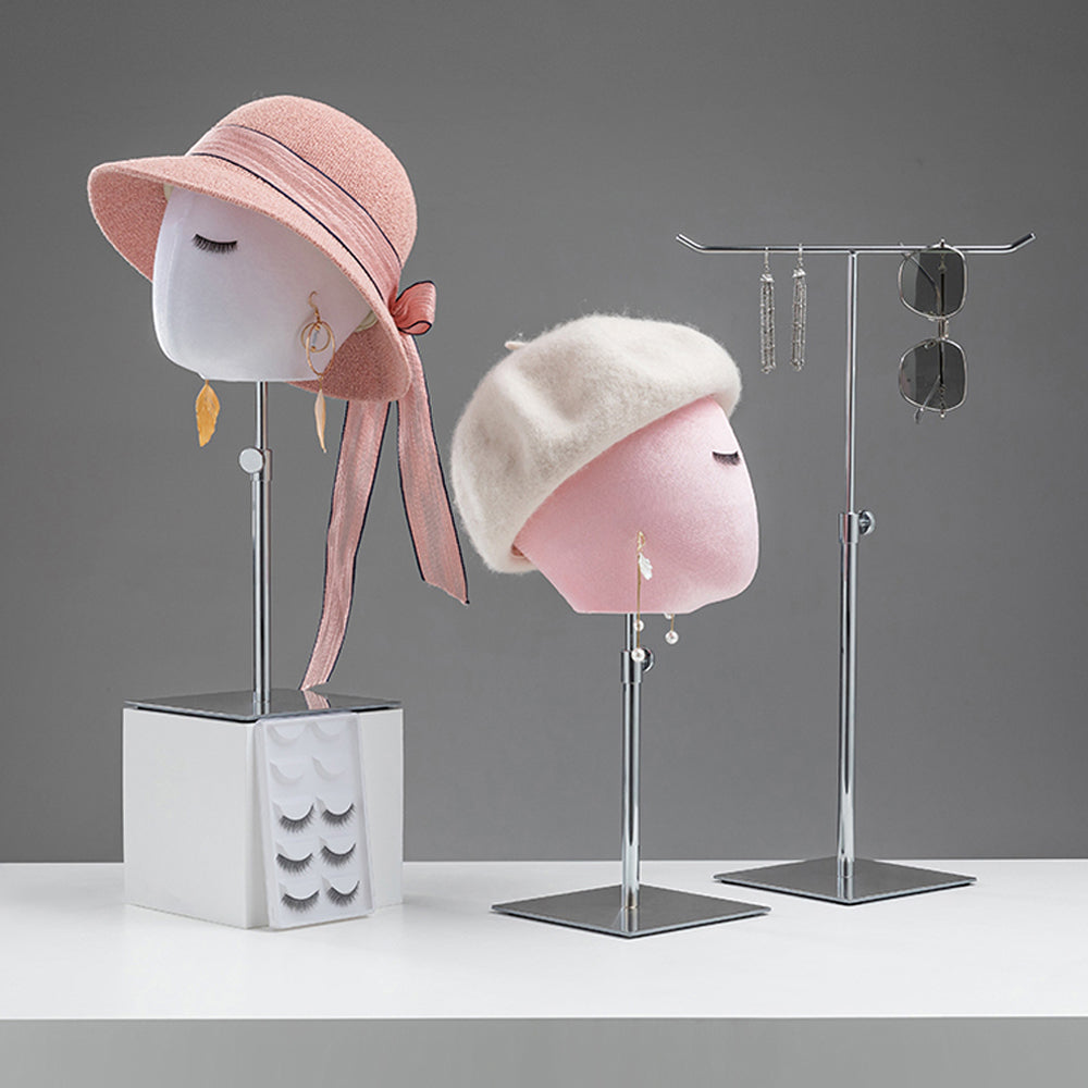 JELIMATE Luxury Velvet Mannequin Head Dress Form,Female Head Mannequin Hat Display Stand,Headband Headphone Jewelry Scarf Wig Display Head Model Props