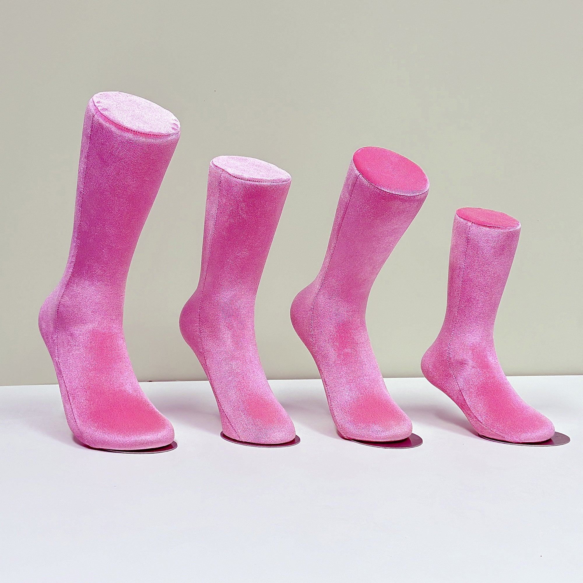 Pink Velvet Foot Mannequin - Premium Display Stand for Socks & Anklets