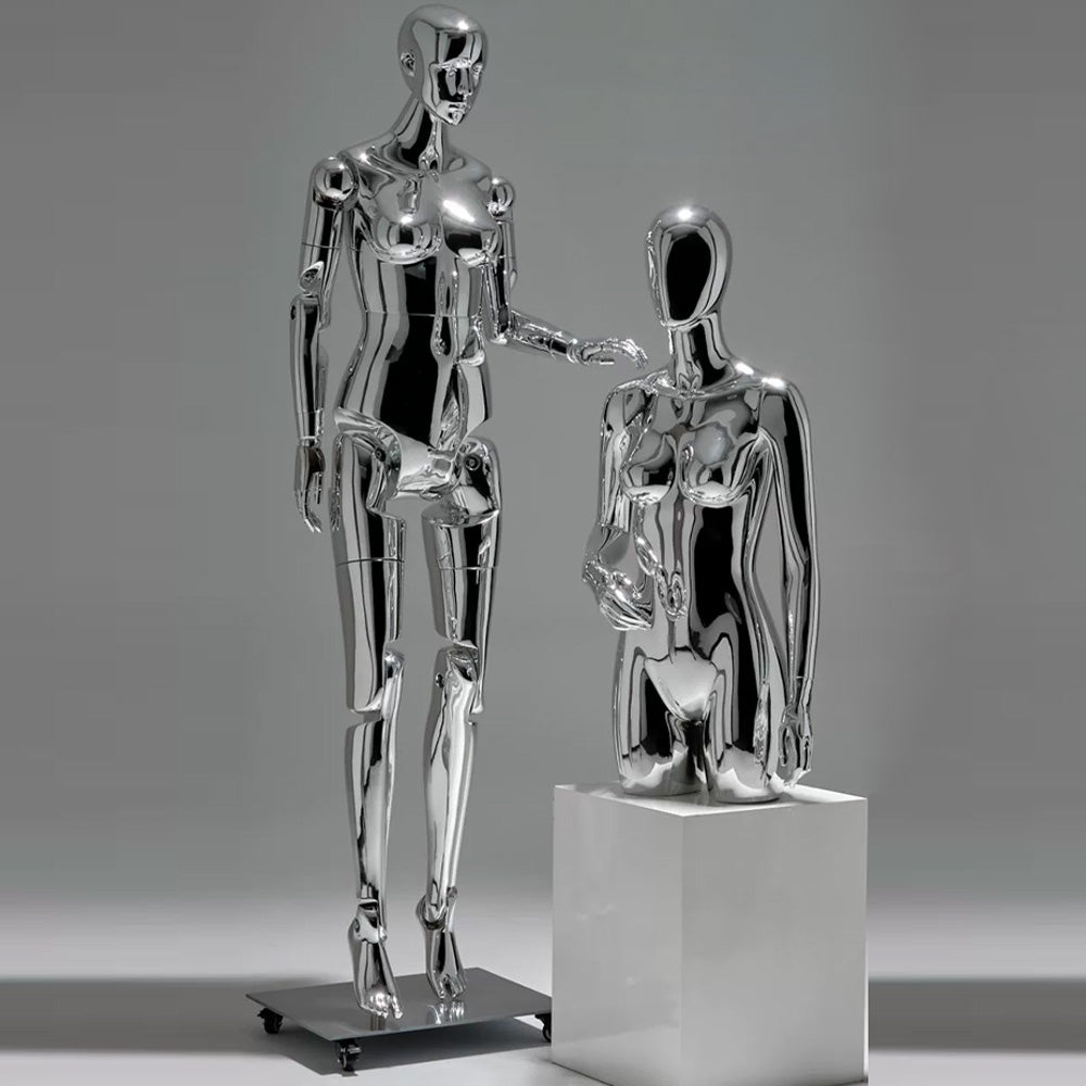 JELIMATE Chrome Full Body Mannequin Female Male Mechanical Robot Streetwear Clothing Display