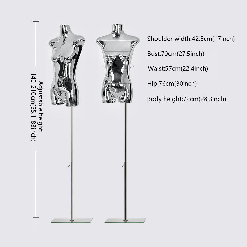 Jelimate High Quality Electroplated Female Mannequin Torso Without Head,Women Dress Form Flat Shoulder Model,Window Display Adult Clothing Dress Form Props
