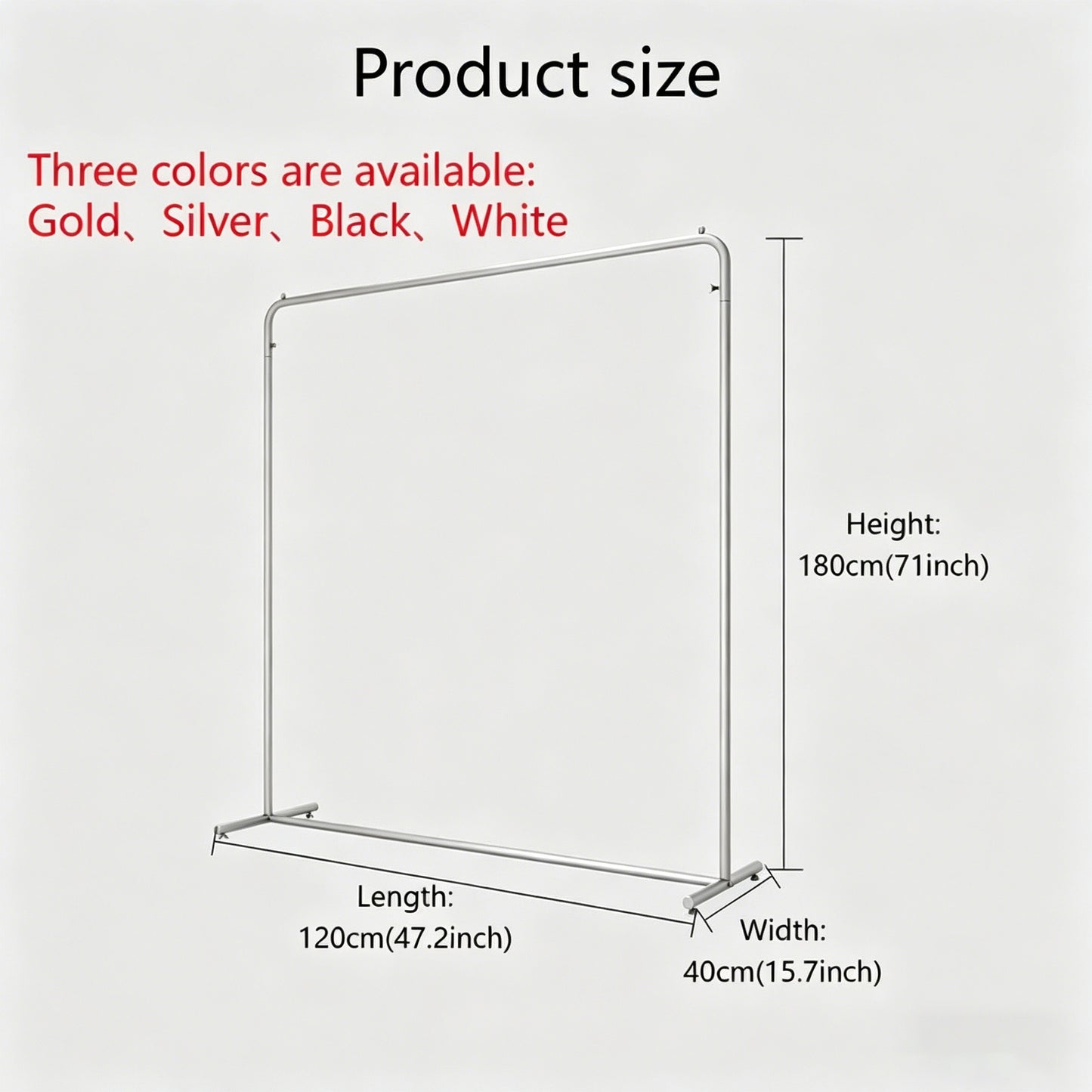 Jelimate Appendiabiti Appendiabiti in Metallo Nero Bianco Argento Oro Moda, Appendiabiti in Metallo da 180 cm, Scaffale per Negozio di Abbigliamento per Donna Bambino Uomo, Appendiabiti per Esposizione