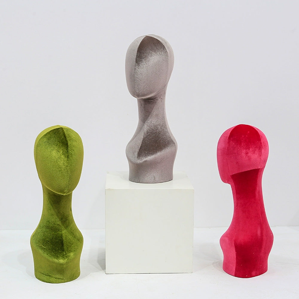 Jelimate Luxury Colorful Velvet Mannequin Head Long Neck Model,Manikin Head Mannequin Stand Wig Display Stand,Jewelry Headband Scarf Hat Display Head Dress Form