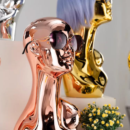 Electroplated Mannequin Head Display Stand - Wig Hat Scarf Jewelry Display Prop for Retail Stores