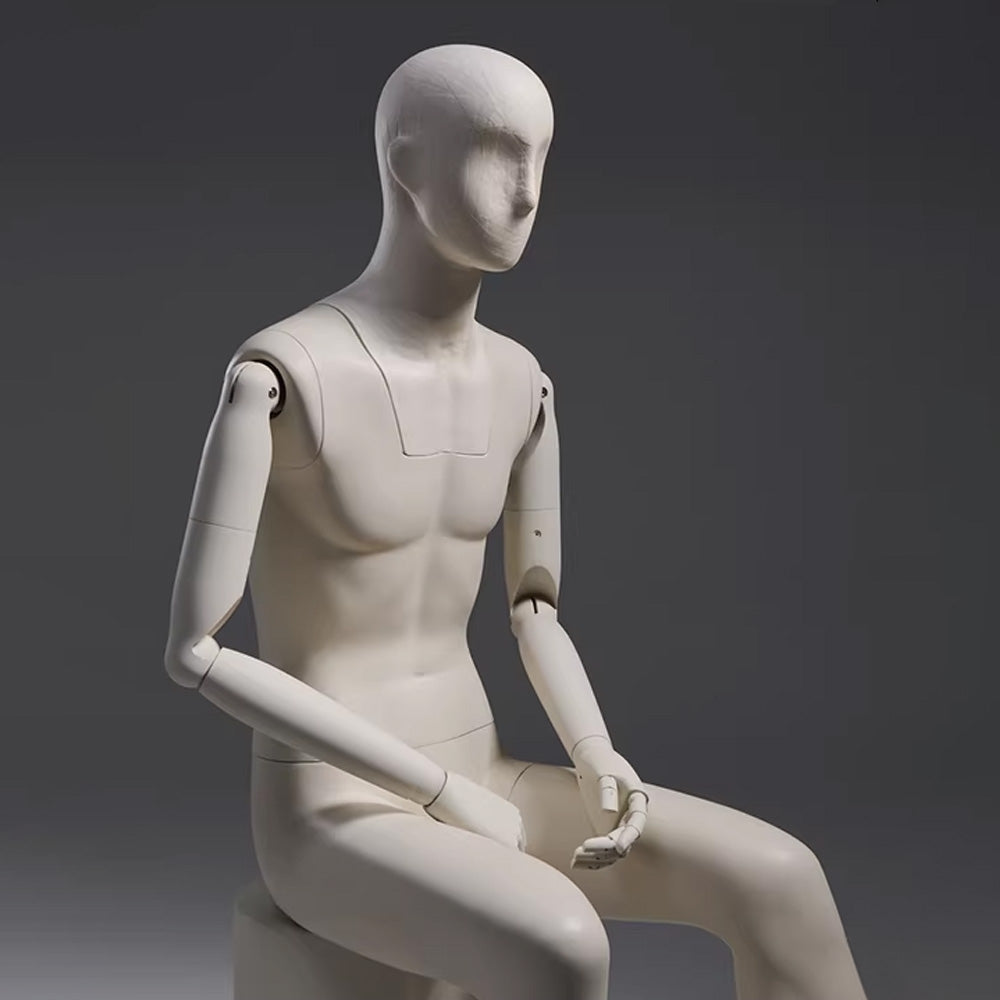 Premium Male Mannequin Full Body with Face - Standing & Seated Pose Retail Display for Boutique