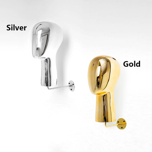 Luxury Electroplated Wall-Mounted Mannequin Head Display - Hat & Wig Stand Gold/Silver