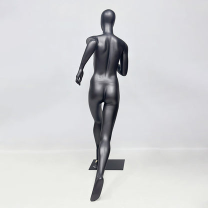Running Mannequin Full Body Black Fiberglass Athletic Display Stand Male Female Gym Store