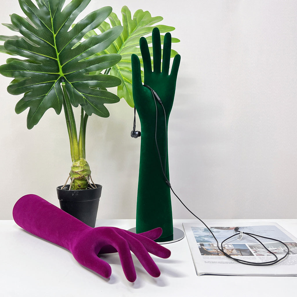 JELIMATE Female Left Hand Mannequin For Jewelry Display,Colorful Velvet Mannequin Hand Dress Form,Watch Necklace Bracelet Scarf Sunglasses Ring Display Hand Form