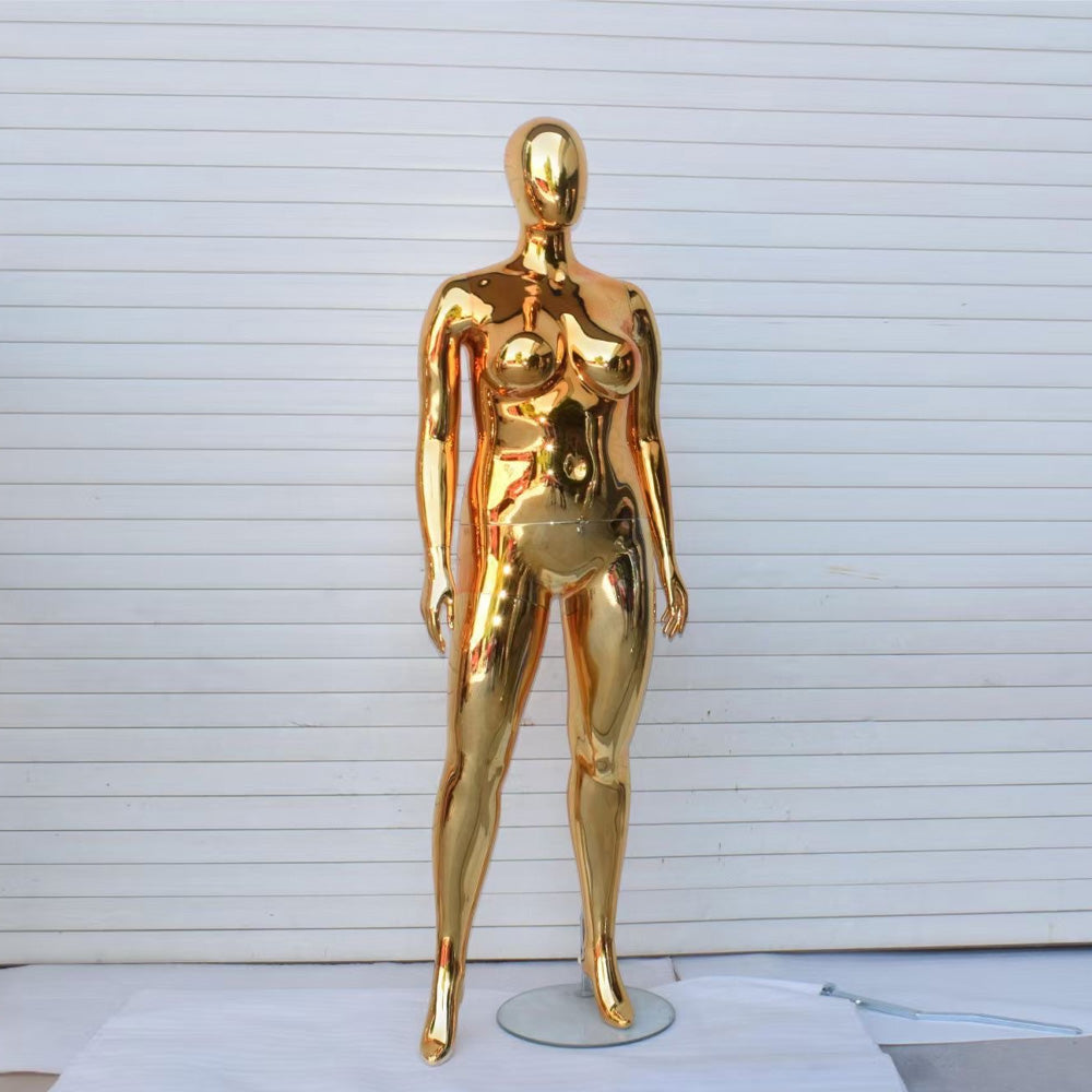 Fat Female Mannequin - Plus Size Full Body modle | Electroplated Gold Silver Curvy Mannequin for Sale