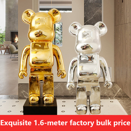 Luxury Violent Bear Ornament - Full Body Electroplated Gold Decoration for Hotel & Living Room