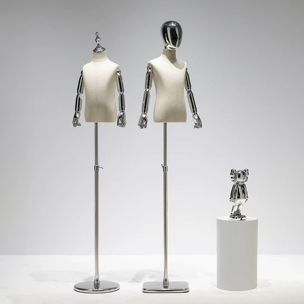 JELIMATE Kids Electroplated Mannequin | Gold Silver Dress Form for Kids Streetwear Display