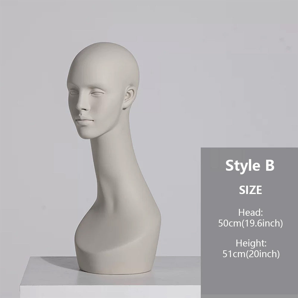 Realistic Fiberglass Mannequin Head with Shoulders for Wigs, Hats & Jewelry