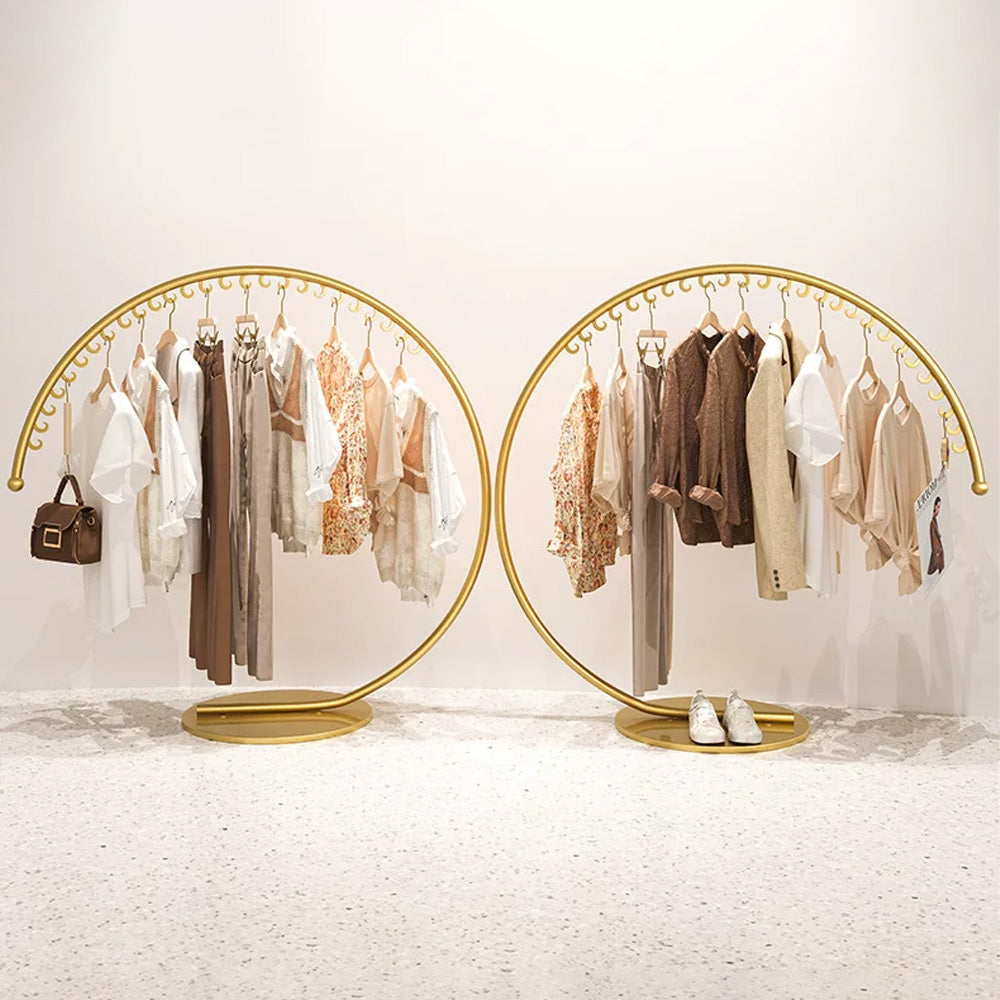 JELIMATE Arc Clothing Display Rack | Gold Iron Garment Rack for Boutique Store