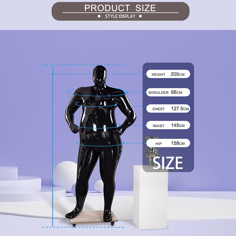 Plus Size Male Full Body Mannequin - European American Style for Large Size Clothing Display