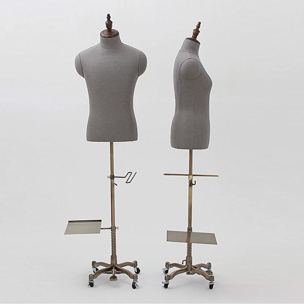 JELIMATE Luxury Half Body Mannequin Torso - Premium Dress Form with Integrated Pant & Shoe Rack and Solid Wooden Base