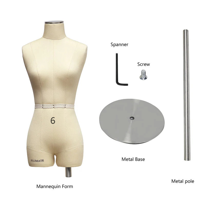 JELIMATE Half Scale Dress Form - 1:2 Miniature Mannequin (Size 6)
