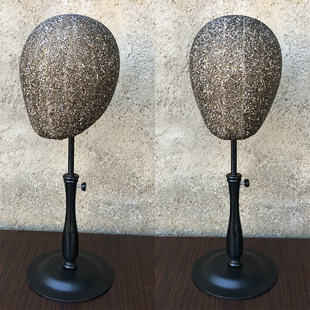 JELIMATE Glitter Diamond Wig Stand, Pinnable Sparkle Mannequin Head for Window Display