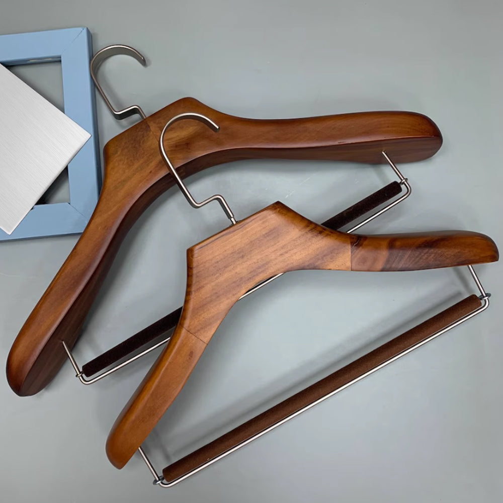 Jelimate Wide Shoulder Solid Wood Hangers Strong Wooden Hangers for Mens and Womens Wear