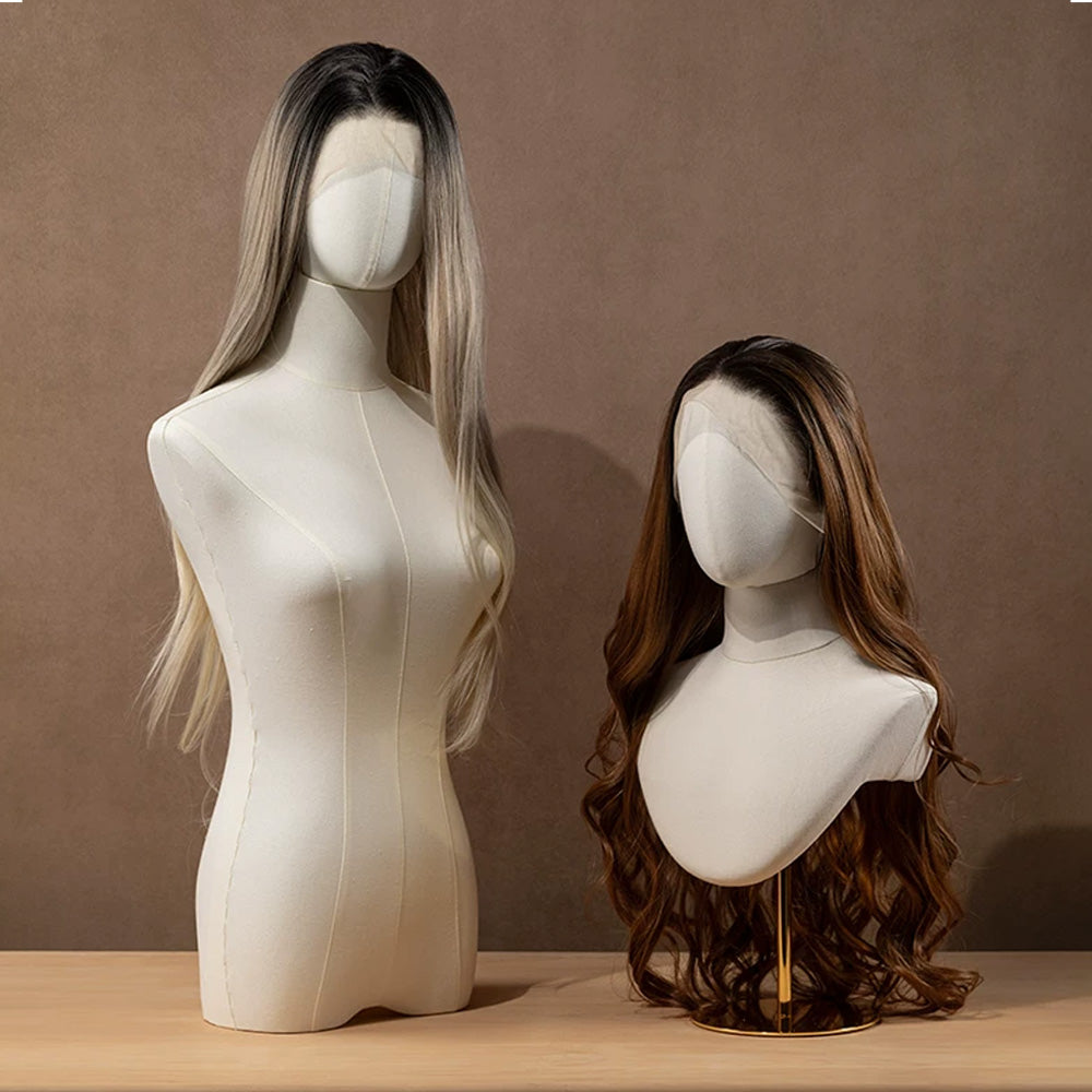 JELIMATE Fabric Mannequin Head Display Stand for Wigs Hats Scarves with Adjustable Base