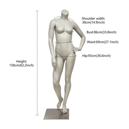 Jelimate Female Athletic Headless Mannequin - Fiberglass Display for Activewear