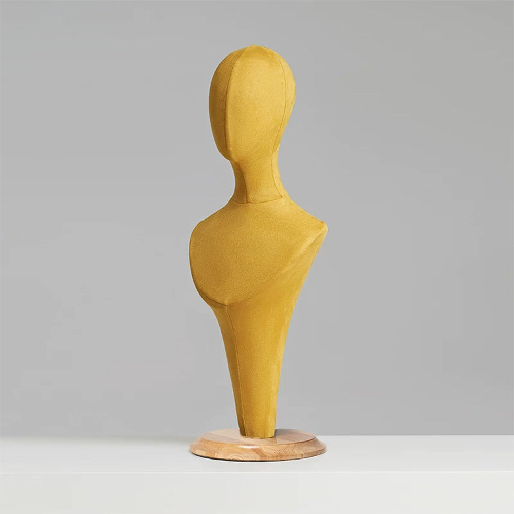 JELIMATE Fabric Mannequin Head Stand with Wood Base for Hat Wig Jewelry Display