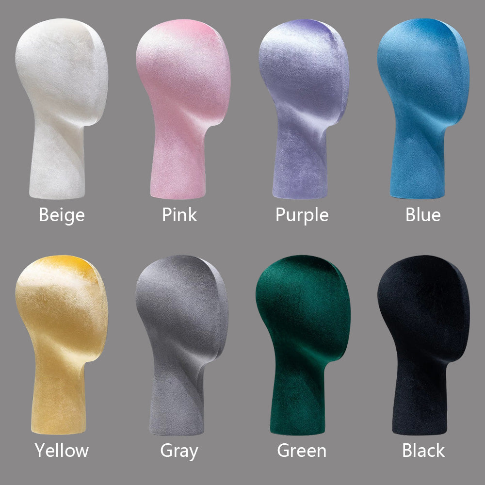 Jelimate Mannequin Head Multicolor Velvet Fabric Mannequin Display Hats and Wigs and Jewelry
